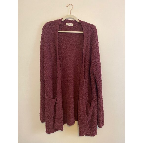 Zenana Soft Burgundy Open Front Textured Cardigan With Pockets Size XL - Picture 1 of 6